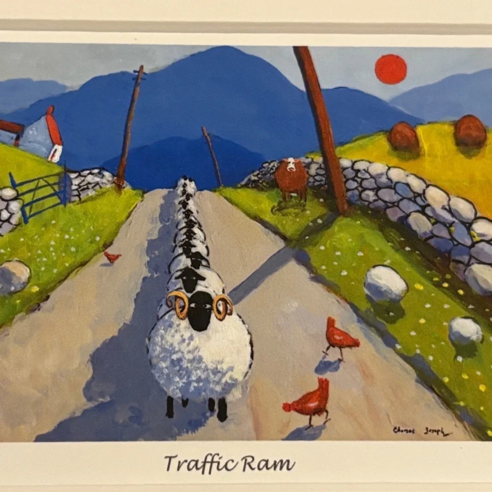 Thomas Joseph Traffic‎ Ram Whimsical Sheep Greeting Card Mated TJ110 New Ireland